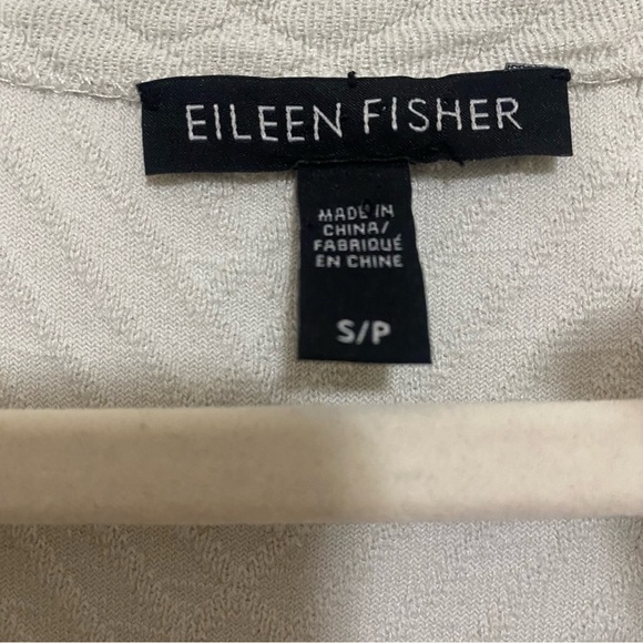 Eileen Fisher Bone Silk and Cotton Interlock Jacquard Knit Long Sleeve Jacket SP - Picture 8 of 8